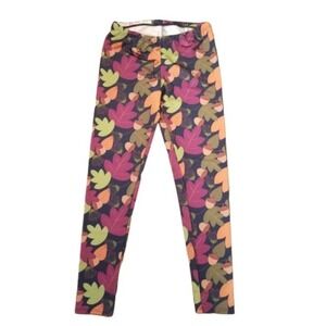 Lolly Wolly Doodle Leggings Leaves Acorn Print Small